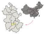 Location of Tongling Prefecture within Anhui (China)